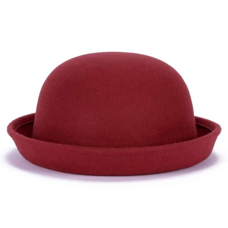 British Korean Fashion Lady Bowler Hat High Quality Imitation Woolen Cloth Formal Hat For Women