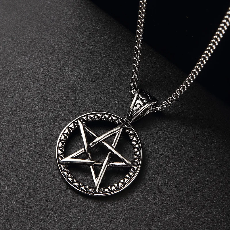 Pentacle Necklace Neutral Pentagram Necklaces Wholesale Stainless steel Amulet Jewelry