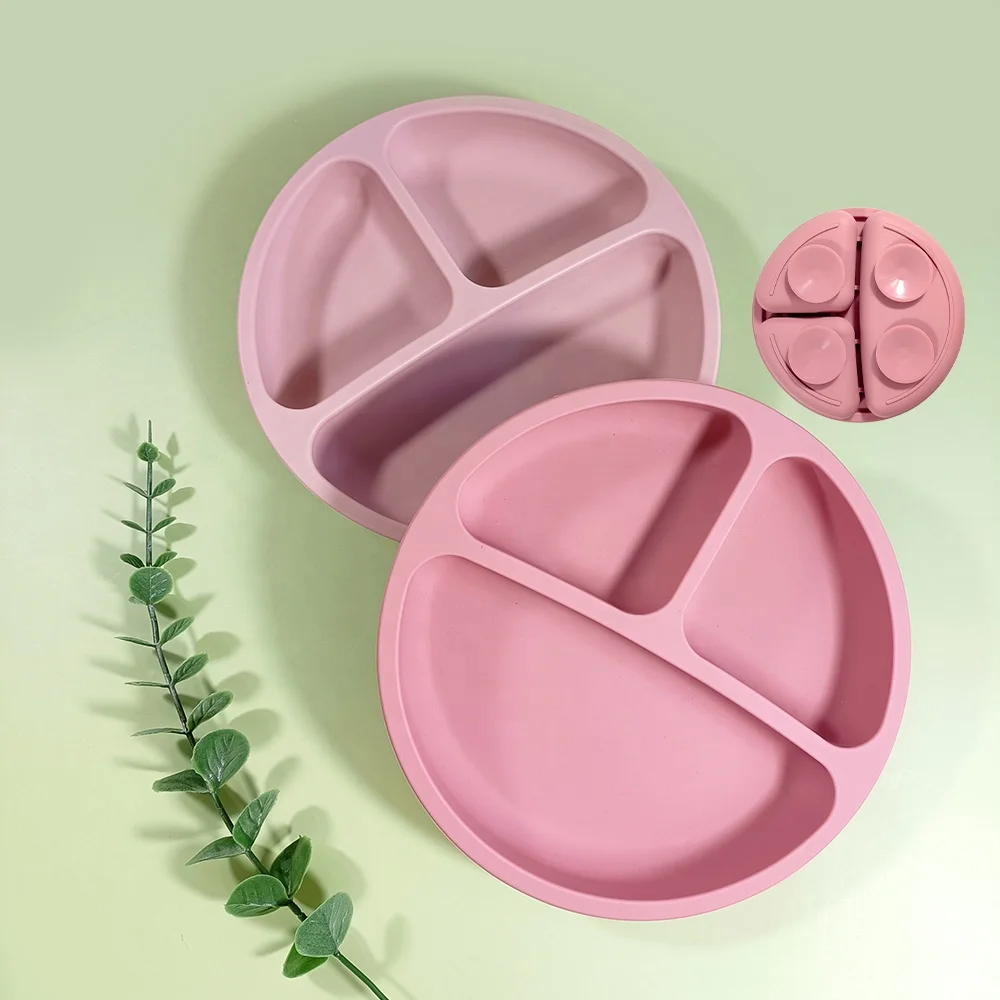 Silicone Baby Feeding Round Plate With Suction Bottom Bebe Silicona For Children New Design Fast Delivery Can Custom Logo