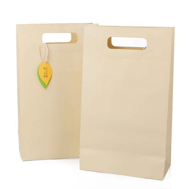 100% biodegradable wholesale cheap custom brown die cut handle kraft paper shopping packaging bag for takeaway