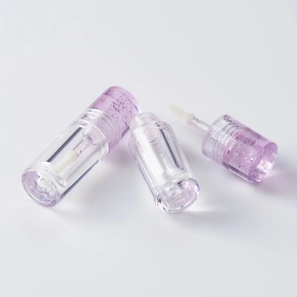 HUIHO Popular Design 1.6ml Lipgloss Containers Purple DIY Plastic Private Logo Round Empty Mini Lip Gloss Tube