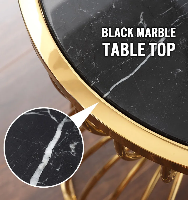 
Hotel Living Room Furniture Rose Gold Stainless Steel Frame Round Wire Side Table End Table 