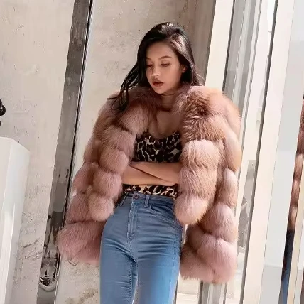 New Design Real Fox Fur Coat Colourful Winter Warm Fashion Clothes Sexy Short Women Genuine Fur Jacket