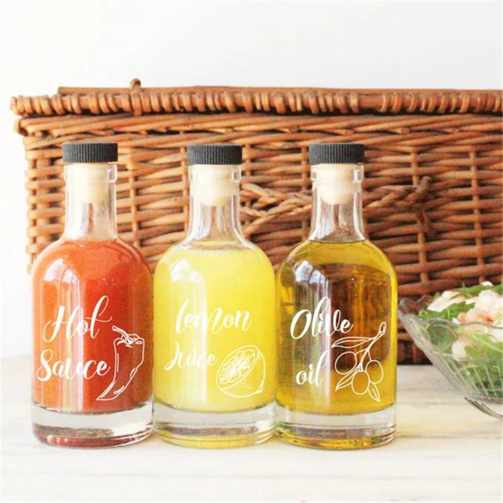 Linlang Шанхай под заказ бутылки для соуса для барбекю Чили горячий соус пустая стеклянная бутылка с деревянной или металлической пробкой
