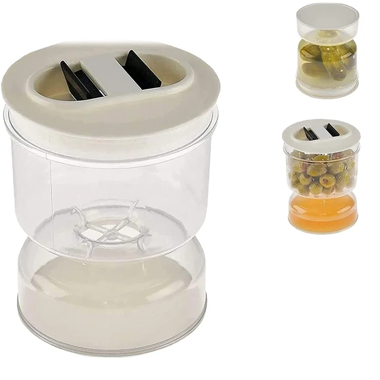 2023 Maisons New Arrival Kitchen Food Storage Olive Hourglass Jar Container with Strainer Dispenser Pickle Jar
