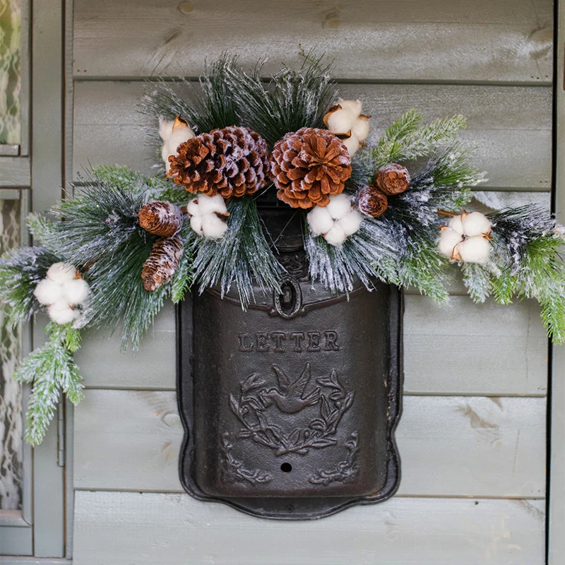 Christmas decorations garland vine nordic snow scene christmas artificial wreath