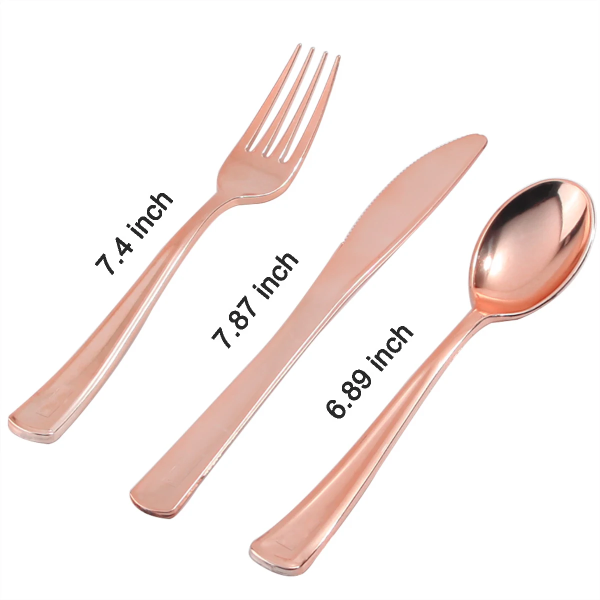 Silverware knife fork and spoon flatware disposable copper rose gold plastic cutlery set for wedding and party
