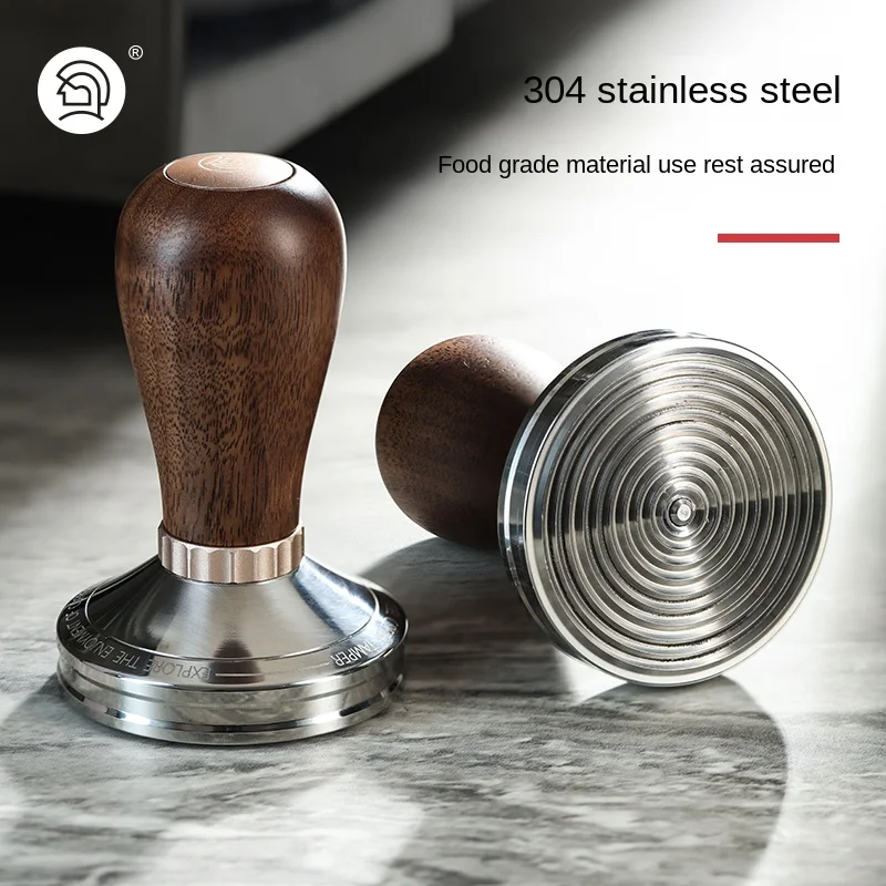 Zero Hero Italian 58mm Coffee Powder Press Eco-Friendly Metal Hammer Extraction Handle with Walnut Filler Threaded for Barista