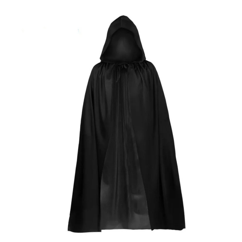 Grim Reaper Death Black Robe Cape Cloak Adult Role-Play Costume for Halloween Party Devil Cape Costume Prop Set