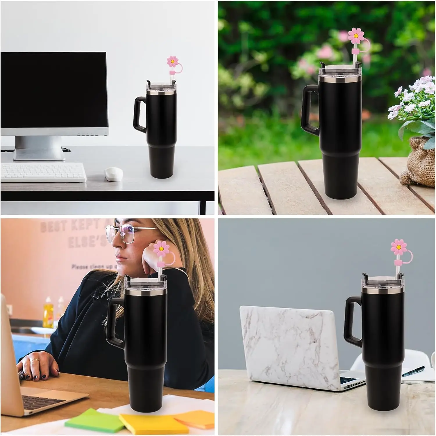 Silicone Flower Straw Cover Topper for Stanley Cup Compatible with 30&40 Oz Tumbler with Handle Straw Tip Covers 10mm 0.4in