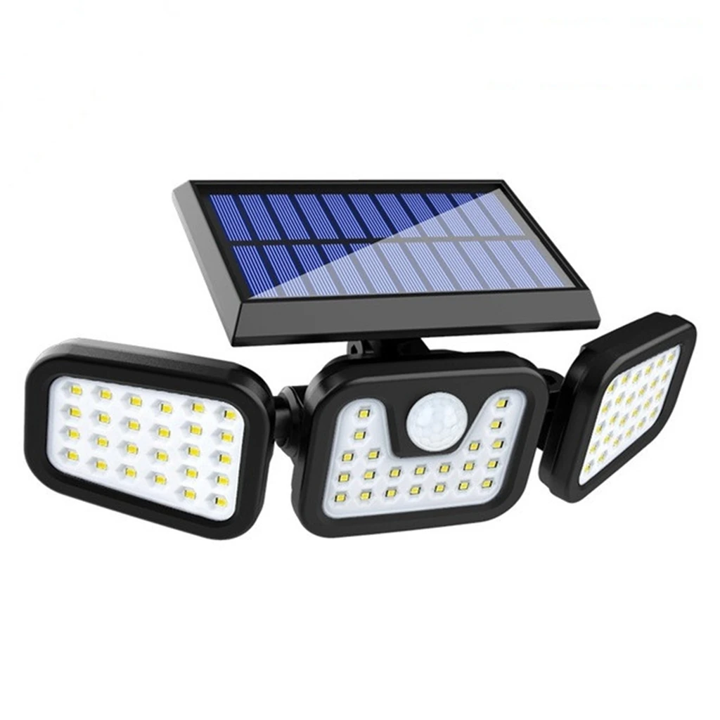 ABS High Power Waterproof PIR Motion Sensor Outdoor LED Garden 3 Head Security emergency Remote Control Solar Light For Garden