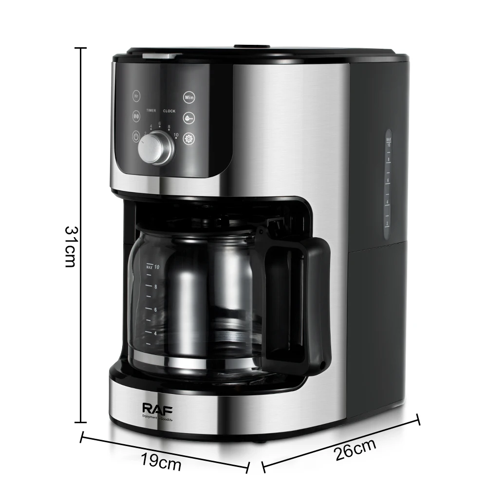 Electric Coffee Makers 2 Brew Styles 1.2L Water Reservoir Black Stainless Steel Drip Coffee Maker