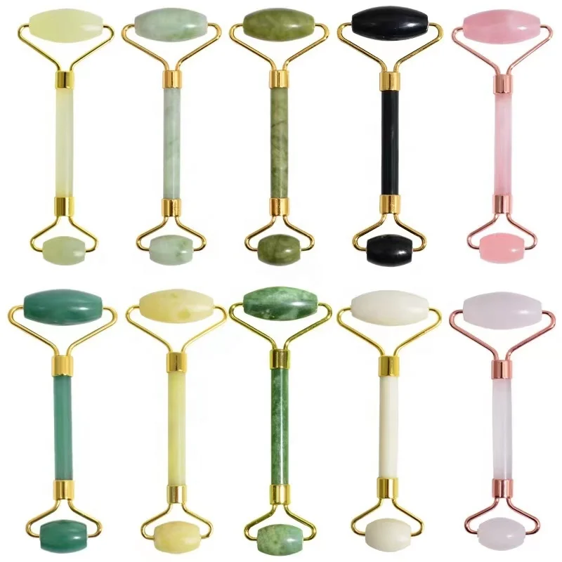 Hot Sales Skin Care Tools Custom 100% natural crystal green jade roller facial for face facial massage