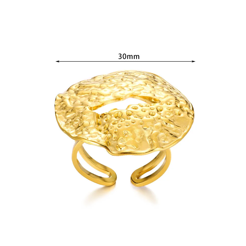 Fashion Wholesale Waterproof Stainless Steel Open Ring Gold Plated Stainless Steel Floral exaggerate rings for women