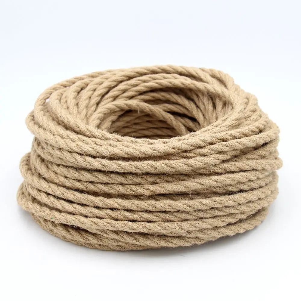 2 Core or 3 Core  Retro Hemp Cord Cable Electrical Wire Fabric Cable DIY Vintage Pendant Lamp Cable Twisted Wire Cords