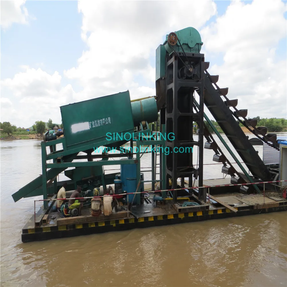 HOT SALE Gold Dredger Machine Alluvial Gold Mining bucket dredge