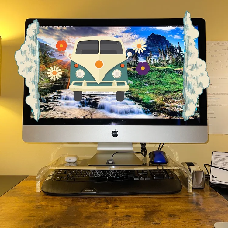 Monitor Desk Stand Acrylic Laptop Stand Riser Custom Size Clear Sturdy Platform PC Transparent Modern Commercial Furniture T/T