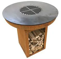 Easy Installation Weathering Steel Fire Pit With Grill Table BBQ