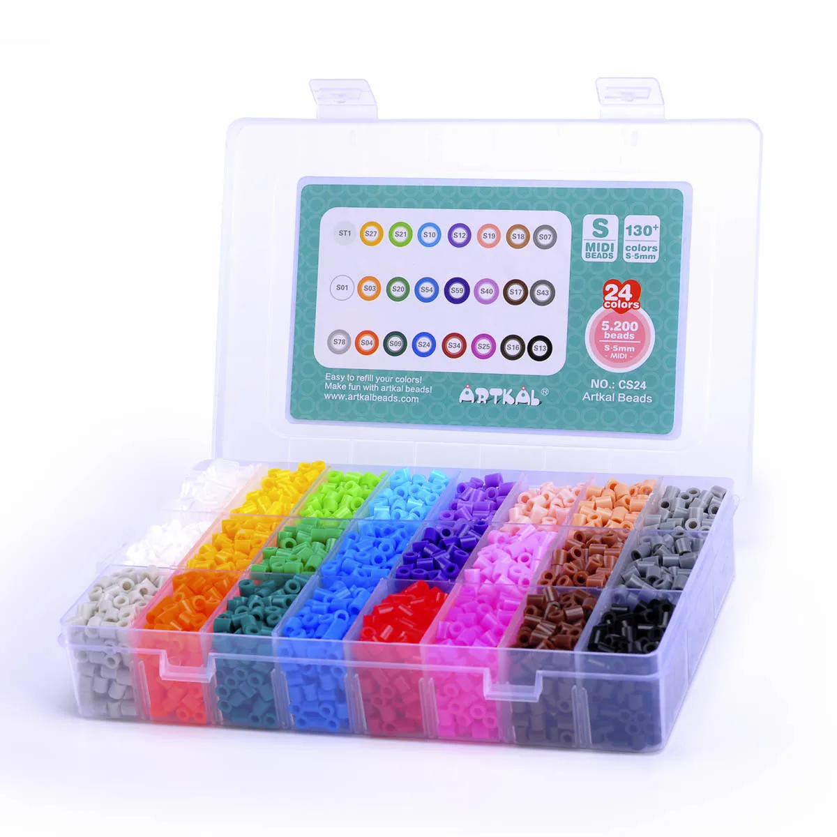 Hama Beads Iron  Arts And Craft Gifts 24 Colors Box Package Creative RTS 5mm Hama Beads Midi 5mm Artkal Midi Beads