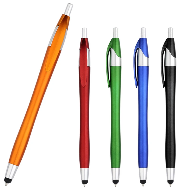 Metallic Plastic Ballpoint Pens Stylus Pens for Touch Screens 2 in 1 Office Pen with Stylus Tips for iPhone iPad