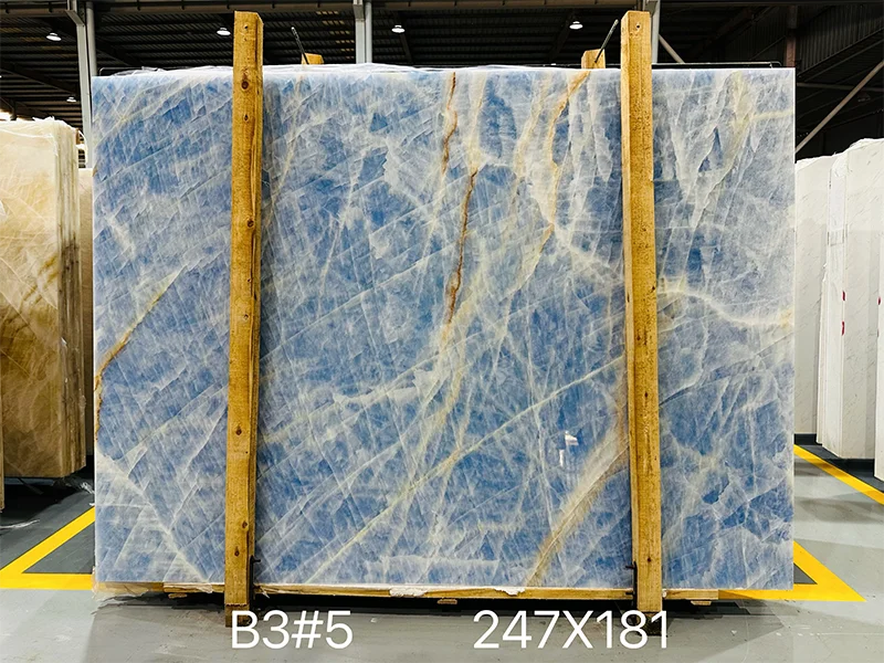 New Arrival House Decoration Real Transparent Blue Onyx Stone for Floor and Wall Tile