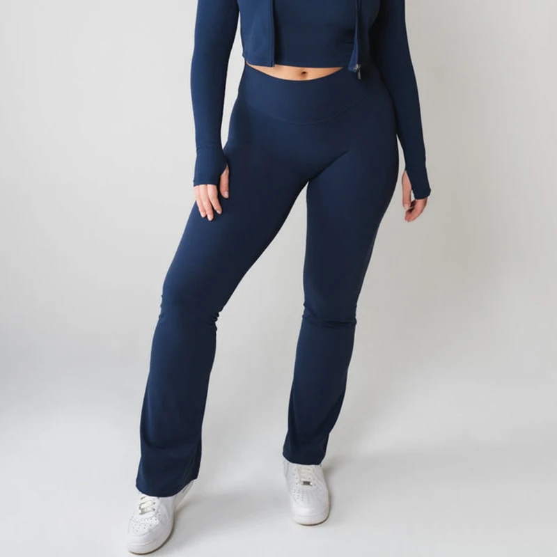 Gym Wear Manufacturer High Rise No front seam Custom Brand Active Flare Leggings