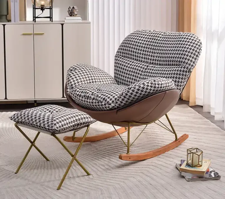 XINSHIYI Manufacture Nordic Minimalist Style Half Dome Shaped Indoor Swing Chair Living Room Rocking Reclining Chair