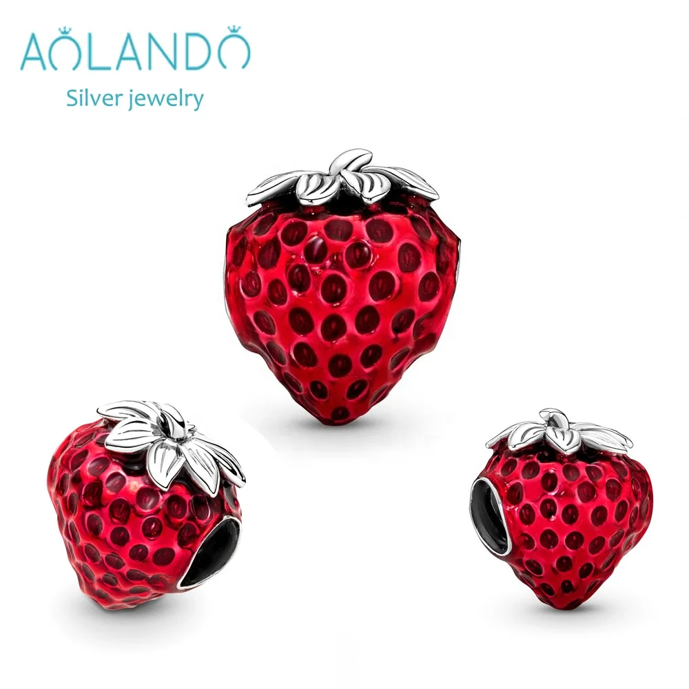 Factory Wholesale S925 Silver Strawberry Strawberry Charm Summer Fruit Beads Pandoraer Charm Bracelet for Women Gifts