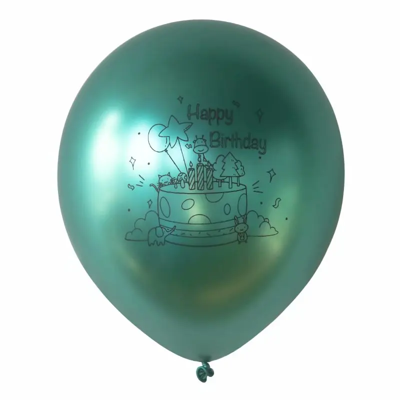 12 inch metallic happy birthday printing latex balloon thick metal chrome balloons globos birthday party supplies decoration