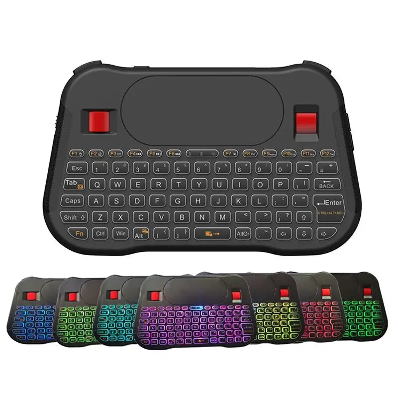 Factory Wholesale Mini Keyboard 7 Colors Backlight T18 + 2.4G Wireless Touchpad Air Mouse Work for Android TV