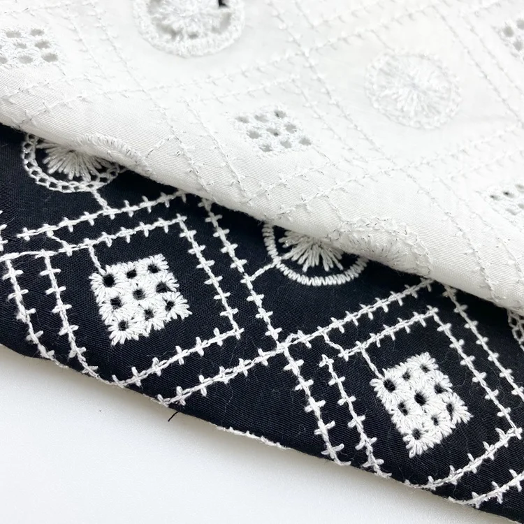 New materials fabrics embroidery organic 55%poly 45%viscose baby dresses fabric for clothing