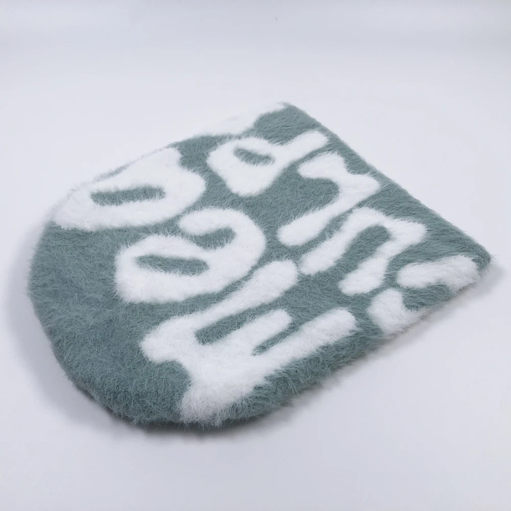2024 Women fashion fuzzy meaculpa beanie Cute letter Y2K USA style knitting winter caps Custom logo cashmere soft mohair hat