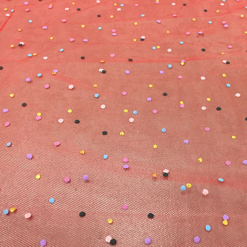 HG6678 Multi-color New Design Tulle Fabric With shimmer Faming Polka Dot  For Girl Dress