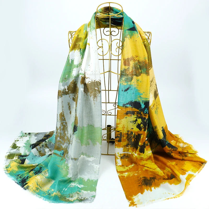 Wholesale Fashion New Design Custom Ladies Printed Tassel Cotton Linen Hijab Scarf for women ladies Long Shawl 90*180