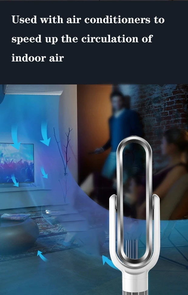 LED portable bladeless electronic digital cooling tower fan with remote control bladeless fan