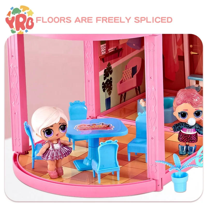 yrb baby Large Doll House Kit Toys Pretend Play Dream Baby Doll House Furniture Toy For Kids Girls Diy Big Children Accessories