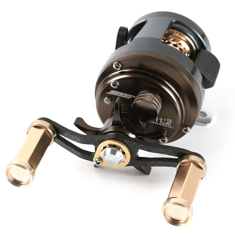 Trolling Fishing Reel Round Baitcasting Reel Graphite Body Large Line Capacity 11+1 BBS Drum Reel