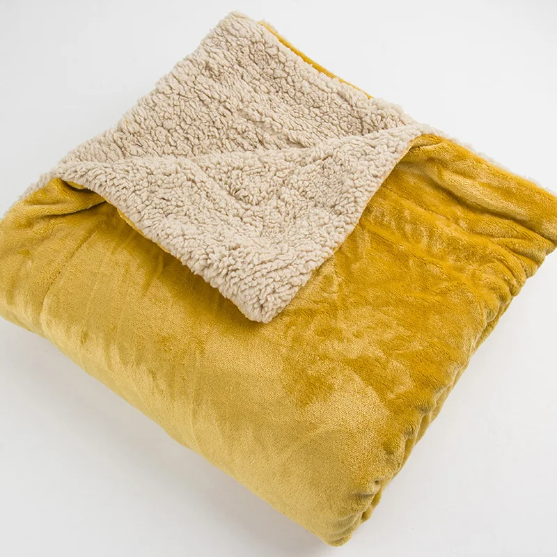 Explosive lamb wool blanket thickened warm double flannel office lunch break blanket multi-color sofa blanket