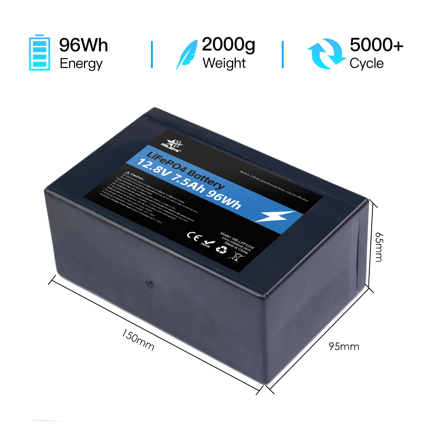 Rechargeable Deep Cycle 12.8V 8Ah Lithium Ion Home Energy Storage Battery Pack 12V Lifepo4 With Bms