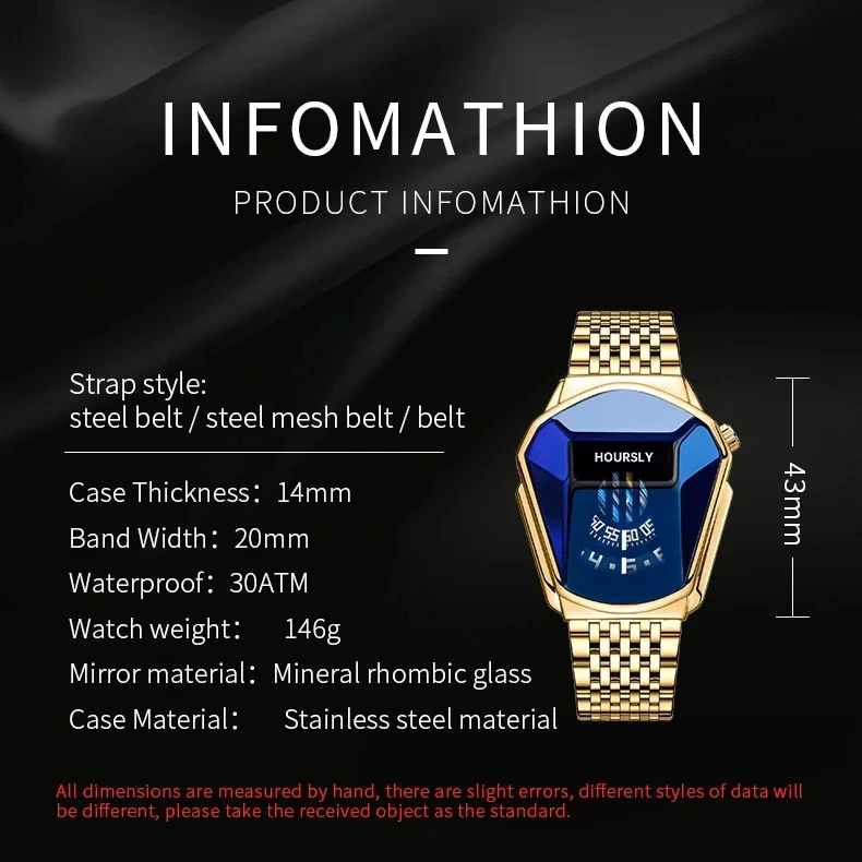 HOURSLY Waterproof wristwatch LED Display Date Watches Trendy Punk Sports Car Quartz Watch Montres snake head locomotive Reloj