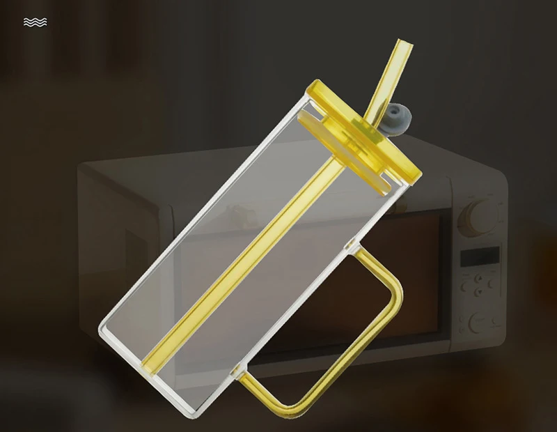 Wholesale creative clear milk juice water cups square glass mug high borosilicate glass mug with straw and lid