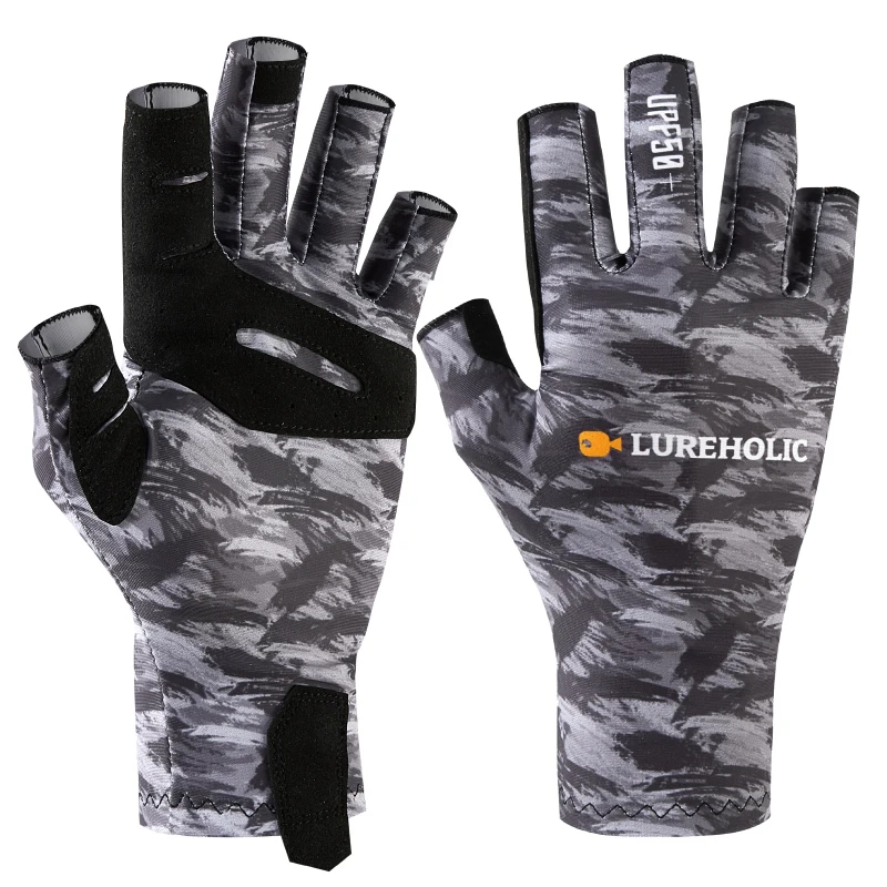 Comfortable Low Price Outdoor Custom Non Slip Dark Grey Fishing Gloves