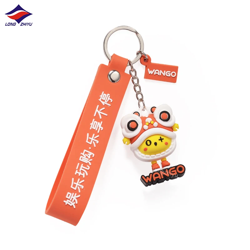 Professional Custom Cute Cartoon Doll PVC Keychain with Logo 3D Character Keyring Rubber Strap QR Code Kawaii Key Chain Gifts