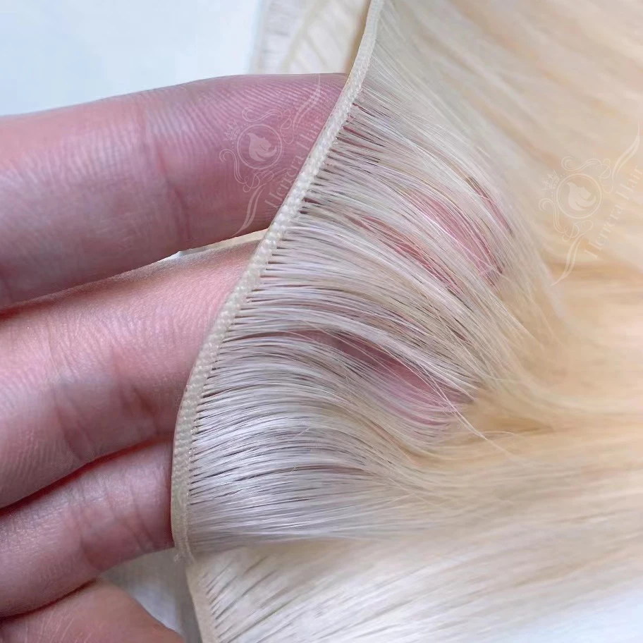 Лучший гений белый Невидимый девственный удлинитель Cabello Humano натуральный Weft