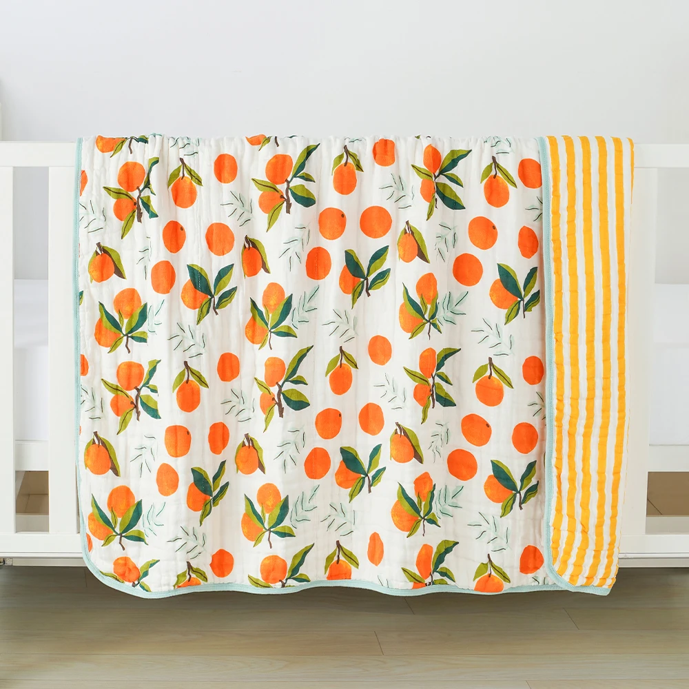 New Stylish Organic Bamboo Fiber Baby Blanket Bamboo Textile Baby Muslin Multi-layer Blankets For Sale