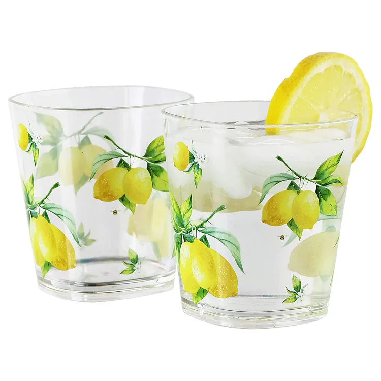 Customized Summer Fresh Lemons 14oz Acrylic Drinkware Plastic Drinking Cups Home Camping Picnic Dishwasher Safe