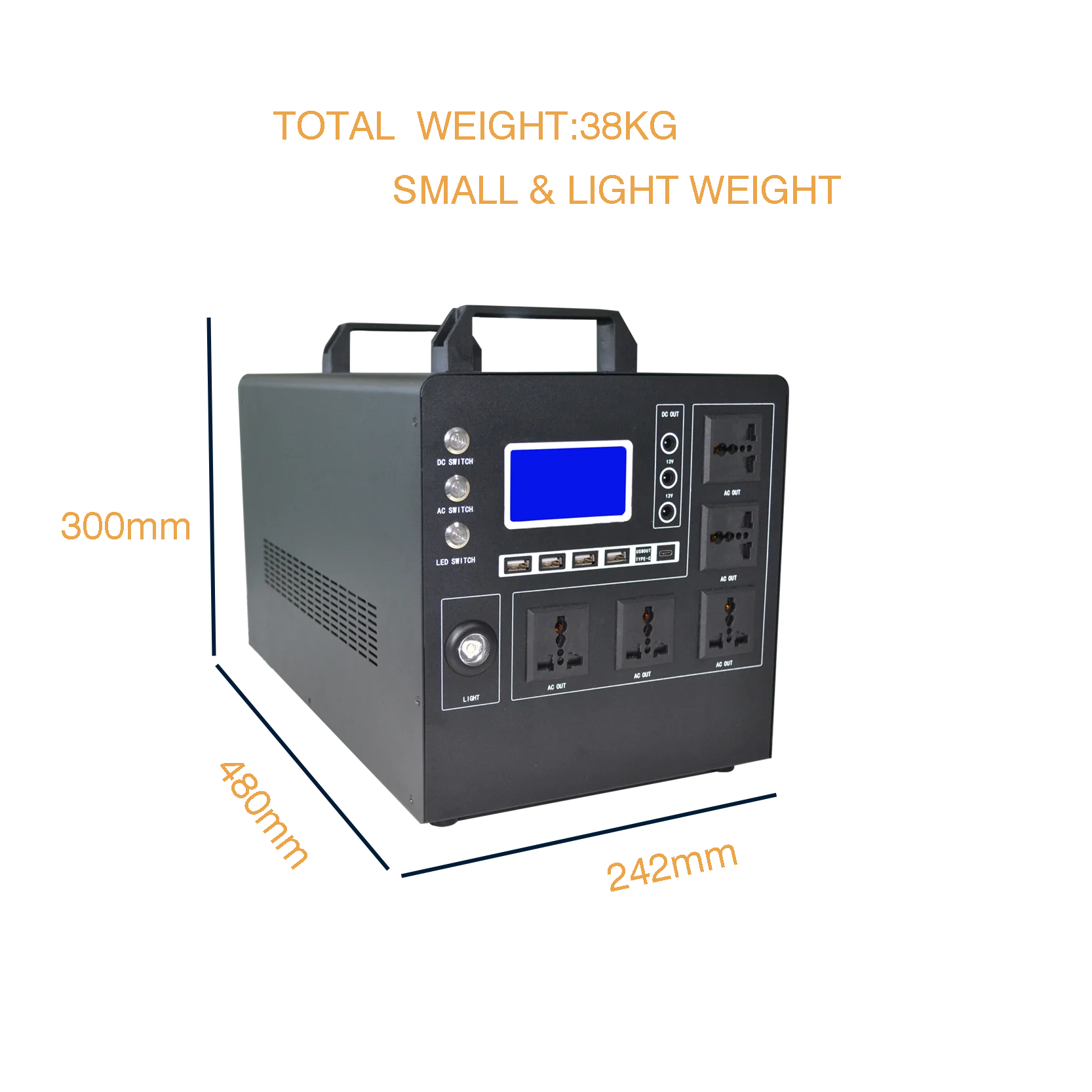 new type 5 piece AC port portable solar power generator 2000w 2kw station/power bank