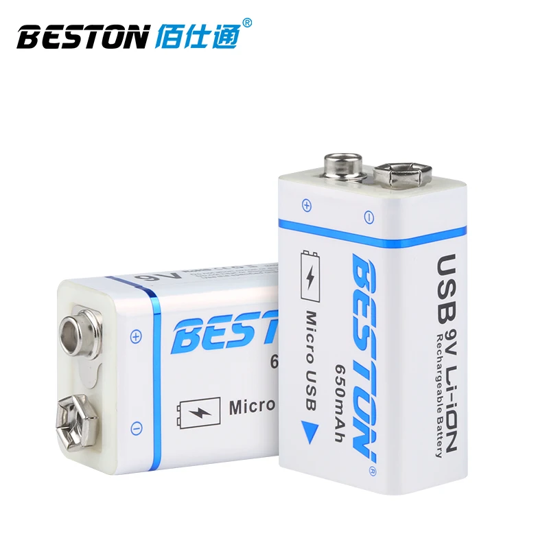 BESTON High quality USB 9v 650mAh Li ion Lithium Rechargeable Battery for Multimeter and Electronic Instrument