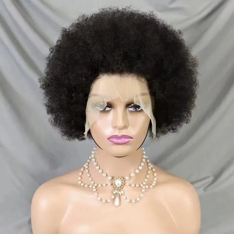 13x4 full frontal afro curly wig pixie cut in various colors for black women