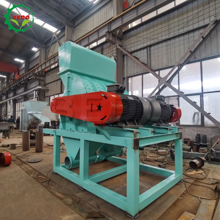 Hammer Mill Machine Drum Chipper Grinding Crusher Machine Wood Sawdust Conveyor Belt Wood Chip Crusher